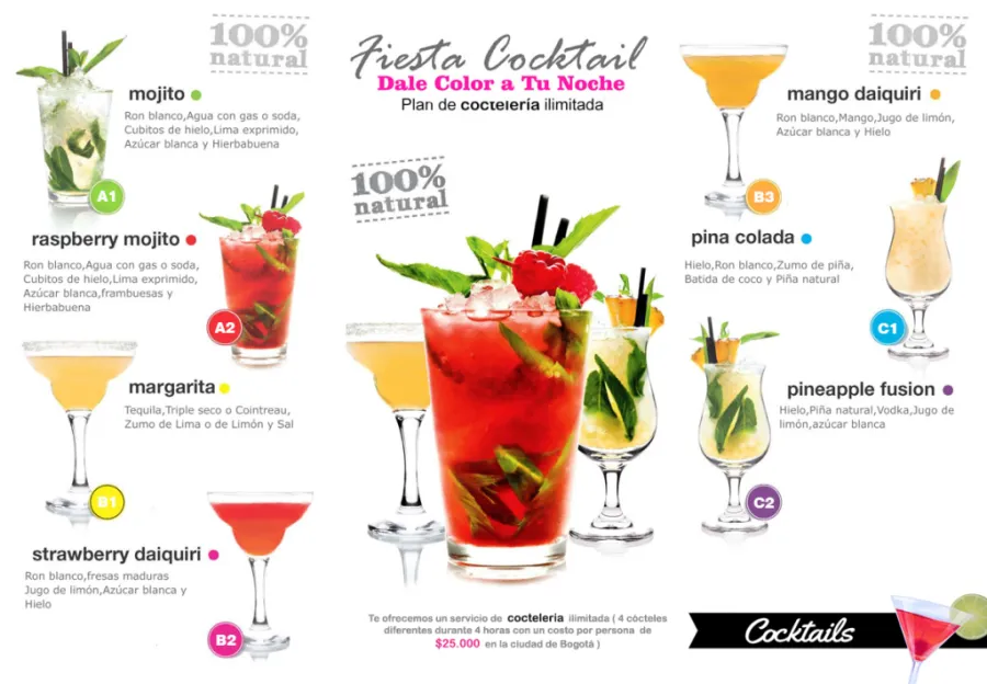 Servicio de coctelería en Bogotá: barra móvil y bartenders preparando cócteles